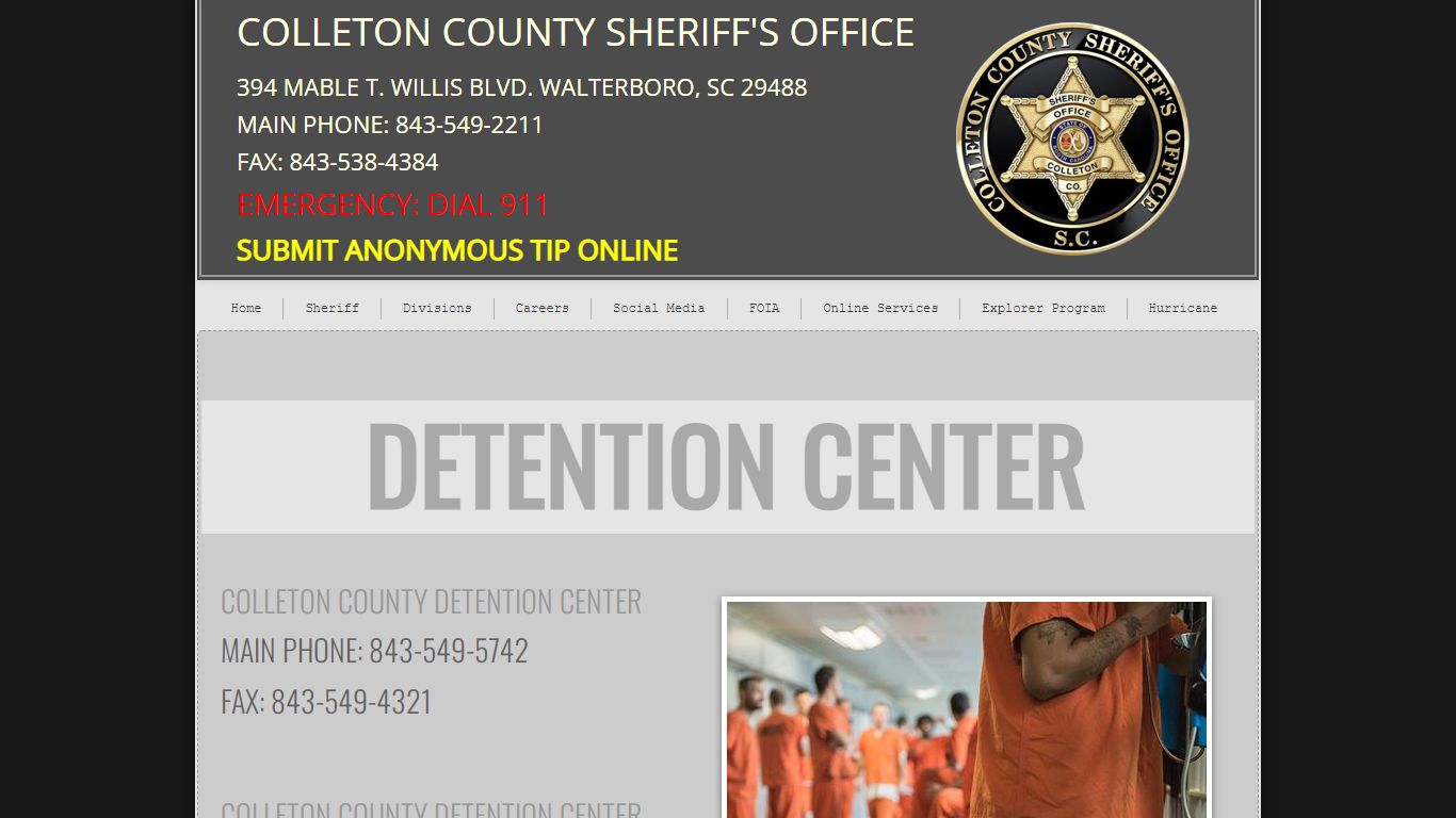 Detention Center - Colleton County Sheriff's Office
